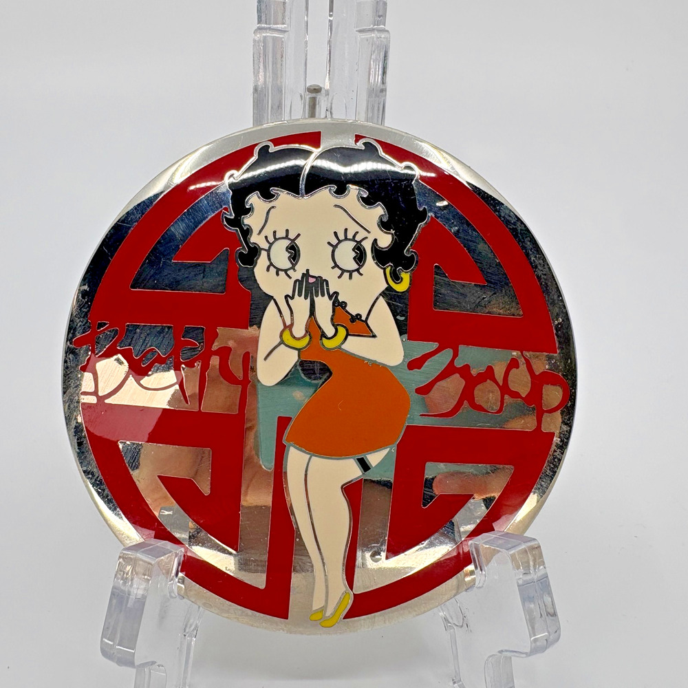 Betty Boop Belt Buckle 2010 King Features Red Silver Round Metal